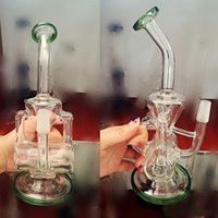 Wholesale New arrival Bongs cm Tall mm Joint Smoking pipedouble recycler Disk Recycle Oil Rigs Glass Bongs