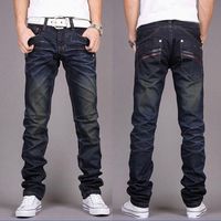 Wholesale men fashion denim trousers new clothing for full length pants blue stright men jeans pockets