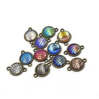Wholesale Fashion Vintage Bronze MM Mermaid Fish Scale Charm Pendant For Drusy Druzy Necklace Earrings Jewelry Findings