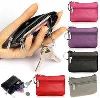 Wholesale 10 PU Leather Coin Purses Women s Small Change Money Bags Pocket Wallets Key Holder Case Mini Pouch Zipper Popular