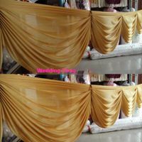 Wholesale Gold ice silk curtain swags for backdrop ft long skirt for wedding drapery swags new detachable wedding swags decorations