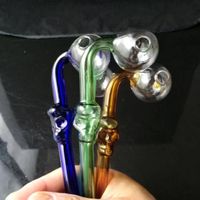 Wholesale Curved Oil burners Glass Pipes glass bong with color glass balancer water pipe skull e shisha