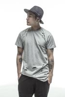 Wholesale extended tee shirts hip hop Fashion Hole Streetwear West short sleeve long t shirts cool swag clothes