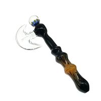 Wholesale 11 inch big axe bubbler smoking pipes glass marbles colored pattern hand shank tobacco pipe