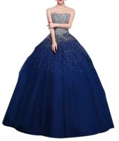Wholesale New Fashion Women Quinceanera Dresses Bling Bling Beadings Crystal Star Strapless Debutante Gowns Sexy Open Back Lace Up Dress for Prom