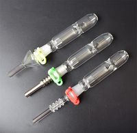 Wholesale Fast Delivery Mini Nectar Collector Glass Pipes with mm mm mm Titanium Tip Quartz Tip Oil Rig Concentrate Dab Straw for Glass Bong