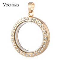 Wholesale VOCHENG mm Round Glass Memory Lockets Pendant for Floating Charms with Crystal Styles VA