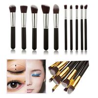 Wholesale 10pcs Kabuki Makeup Brushes Set Tools Cosmetic Facial Makeup Brush Tools With Nylon Hair Makeup Top Quality