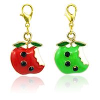 Wholesale JINGLANG Fashion Gold Plated Lobster Clasp Charms Dangle Enamel Apple Pendants DIY Charms For Jewelry Making Accessories