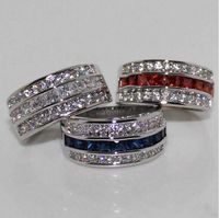 Wholesale Victoria Wieck Princess Men Fashion Jewelry KT White Gold Filled Sapphire Ruby Topaz CZ Diamond Gemstones Party Popular Wedding Band Ring
