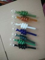 Wholesale colored glass pipe Helix coil Smoking Pipes Curved Mini oil Pipes Hand Blown Recycler Best Oil Burner