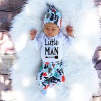 Wholesale Newborn Baby Boys Girls Clothes Little Man Long Sleeve Romper Tops Pants Leggings Hat Outfits Baby Winter Set
