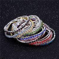 Wholesale 3 mm Row Rhinestone Crystal Bracelets Stretch Cuff Bangle for Women Luxury Designer Wedding Bracelet Jewelry Friendship Gift Colors