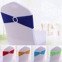 Wholesale Chair Sashes Covers for Wedding Event spandex Bands with buckles Elastic shiny Chair Sash Cover Band Banquet Party Decoration