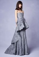 Wholesale Marchesa Resort Collection Long Grey Lace Evening Gown With d Floral Embellishments Strapless Neckline Party Evening Dresses