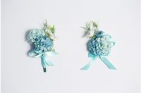 Wholesale The bride bridegroom blue pink flowers corsages brooches beach wedding bouquets the bride holding flowers bridesmaids bouquets wrist flowers