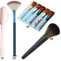 Wholesale 4 style make up brush fan brush portable blusher Powder brush Long rod eyeshadow brushes silicone rubber Exfoliator face massage
