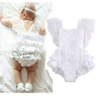 Wholesale INS Summer Toddler Clothes Infant Baby Girls White Lace Romper Princess Backless Belt Jumpsuit Sunsuit One piece Outfits Kids Clothing