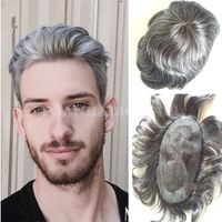 Haarwiedereinbau Fur Manner 6inch Brasilianisches Gerades Graues Haar Der Schwarzen Grauen Mischfarbe Jungfrau Remy Menschenhaar Mens Toupet Geben