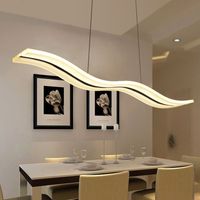 Wholesale LED Chandelier Pendant Lamps Modern Chandeliers Wave Shape Light Fixtures Acrylic Lampshade Lustre Dimmable With Control AC85 V Dimming Lamp
