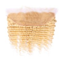 Wholesale Deep Wave Virgin Human Hair Lace Frontal Closure x4 With Baby Hair inch In Stock Blonde Ear to Ear Full Lace Frontal
