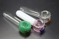 Wholesale Healthy_Cigarette Y007 Smoking Pipe About cm Length Pig Style Bowl Tobacco Dry Herb Clear White Tube Glass Pipes