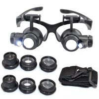 Wholesale Hot X X X X magnifying Glass Double LED Lights Eye Glasses Lens Magnifier Loupe Jeweler Watch Repair Tools