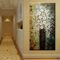 Wholesale Tree and Flowers High Quality HandPainted Modern Wall Decoration Abstract Art Oil Painting On Canvas Multi sizes frame Options Op wuzh