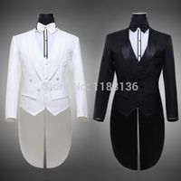 Wholesale jacket pants belt Male wedding groom prom black white tuxedo formal dress costumes set costume men suits singer dancer performance show