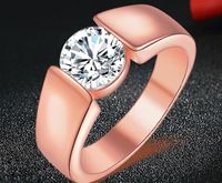 Wholesale beautiful princess jewelry plating Sterling Silver Rose Gold crystal diamond ring zircon Luxurious Wedding ring size US6