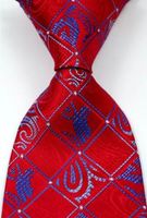 Wholesale Ties for men Silk Plaid Checks Floral necktie Red Blue Jacquard Party Wedding Woven Fashion Design csw48