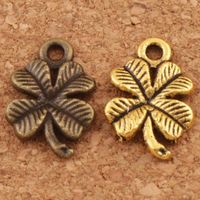 Wholesale Lucky Clover Charms Pendants Jewelry DIY Antique Silver Gold Bronze L318 x10 mm Findings