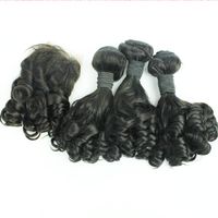 Wholesale 3pcs Human Hair Bundles Afro Kinky Curly Hair Spiral Curl Weave Egg Curl Human Virgin Hair Wave Closure Aunty Funmi Wit Lace Closure