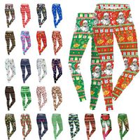 Wholesale Christmas Leggings D Pencil Pants Snowflake Elk Tights Women Print Foot Pants Elastic Jeggings Sexy Stretch Skinny Slim Jeggings OOA3164