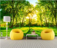 Wholesale wallpapers for bed room custom d wallpaper living room Green forest landscape free photo wallpaper