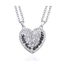 Wholesale Choose a variety of colors Mother And Daughter Crystal Pendant Set of Pendant Necklaces with mother s day gift