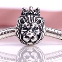 Wholesale Authentic Sterling Silver Lion Head Silver Charm Fit DIY Pandora Bracelet And Necklace