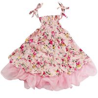 Wholesale Baby Girls Dress New Summer Beach Style Floral Print Party Dresses For Girls Vintage Toddler Girl Clothing