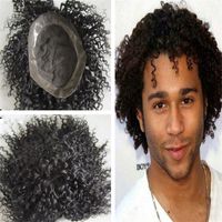 Wholesale High quality inch b color Kinky Afro Curl human hair pieces virgin indian men toupee lace with pu around