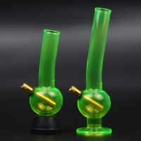 Wholesale Fluorescent green glass pipes colorful water bongs heady recycler rigs oil dab beaker brass bowl downstem bubbler perc hookahs