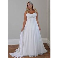 Wholesale Plus Size Summer Style New Wedding Dresses Draped Crystal Spaghetti Straps Chiffon Long Beach Bridal Gowns Pleats Casual Custom Made