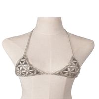 Wholesale Women Sexy Metal Body Chain Bikini Bra Net Triangle Slave Harness V Necklace Waist Belly Chain Jewelry For Gift