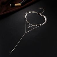Wholesale Necklaces alloy jewelry Diamond Chain Multilayer Long Necklaces For Women Men Beads String Tassel Metal Bar Layered Gold Chain Necklace