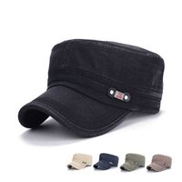 Wholesale 2017 New Men Flat Cap Hats Cotton Visor Cap Sun Hats Snapback Adjustable Baseball Caps Army Cap Solid Colors
