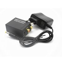 Wholesale Optical mm Coaxial Toslink Digital to Analog Audio Adapter Converter RCA L R with Fiber optic cable Power Adapter