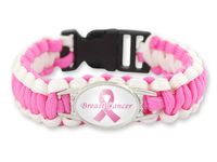 Wholesale styles Pink Breast Cancer Fighter Hope Ribbon Awareness Paracord Bracelets Blue Yellow Black Outdoor Camping
