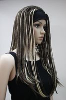 Wholesale High quality Fashion Light Brown Light Golden Blonde wig with headbands straight long braid half Braids Women s wig