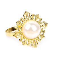 Wholesale Gold Diamond Gem Vintage Napkin Ring Serviette Holder Wedding Party Decor Craft New Round Metal Ring Set of Rhinestone