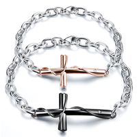 Wholesale High Quality Fancy Love s Jewelry Stainless Steel Lingering Love Cross Charms Bracelet Oval Chain Black Rose Gold