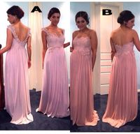 Wholesale Pink Long Bridesmaids Dresses New Different Style Chiffon Lace Applique Sleeveless Formal Wedding Gown Bridesmaid Dress Custom Made